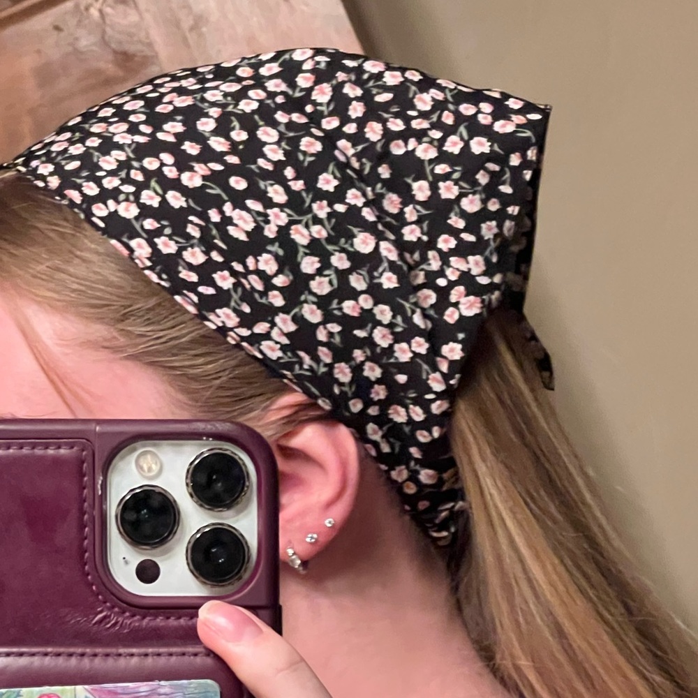 Floral Black Headscarf